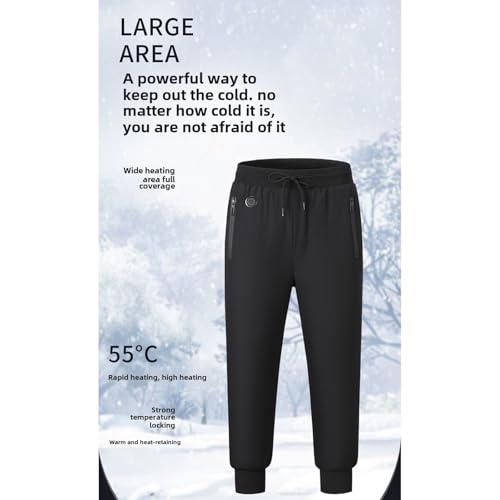 Heated Pants for Men Women Rechargeable Heating Winter Warm Fleece Lined Sweatpants Electric Soft Thermal Trousers2