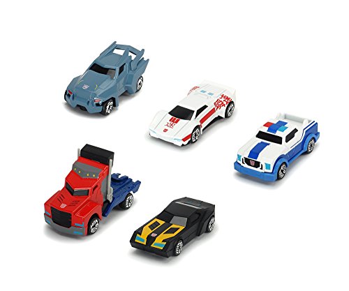 Dickie Toys 203113007 - Robots in Disguise 5 Pack, Set mit 5 verschiedenen Transformers Fahrzeugen