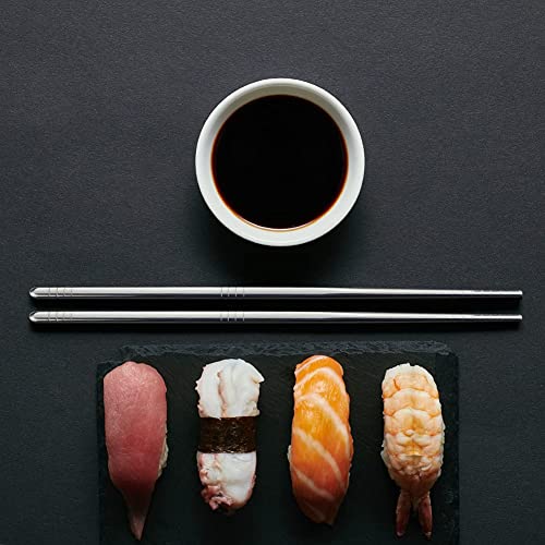 image for AOOSY 5 Pairs Stainless Steel Chopsticks,Premium Reusable Metal Chopst