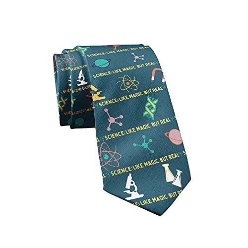 Crazy Dog T-Shirts Funny Science Necktie for Men – Science Like Magic But Real Novelty Tie – Nerdy Teacher Accessory for Chemistry Biology and STEM Enthusiasts