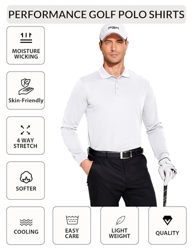 3-Pack PINSPARK Men's Long Sleeve Golf Polo Shirts (various) - image 4