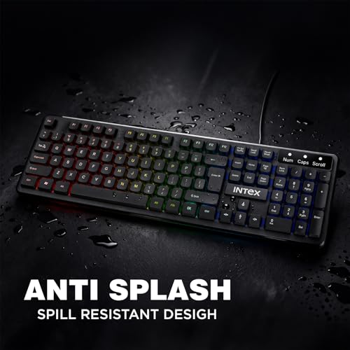 Image of Intex Flash Wired Keyboard (Corona+ IT-KB333) | 10-Mode RGB Lighting | 12 Multimedia Keys | Laser Engraved Keys | USB Plug & Play | 104 Keys | 5 Million Keystroke Lifespan | 1.5m Cable | Black
