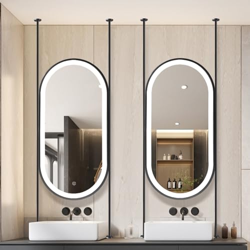 Miroir Ovale de Plafond LED Résistant Humidité Fixation Suspendue - 8