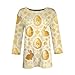 Women Tops Summer 3/4 Length Sleeve Easter Printed T Shirt Fashion Vacation Blouse Dressy Casual 0 Neck Shirts