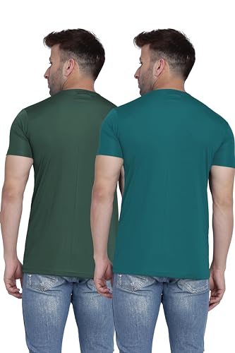 Image of TQH Men Dri Fit Polyester Half Sleeve Round Neck Multicolor t Shirts - Combo Set of 2