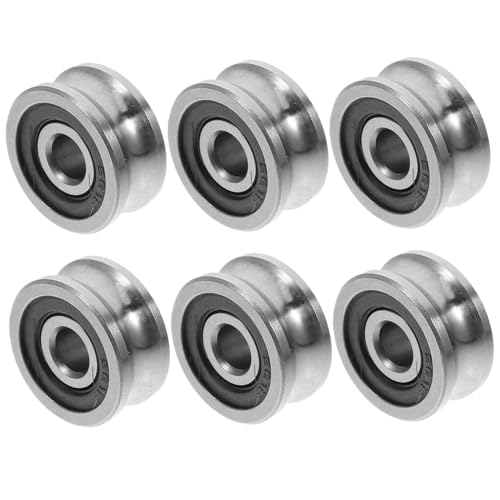MUCKLILY 6pcs U Groove Bearing Wheels Metal Pulley Precision Track Guide Bearings for Printer and Embroidery Machine Acc