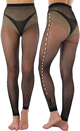 Image of ToBeInStyle Women's Single Floral Lace Fishnet Tights Footless & Stirrup Design