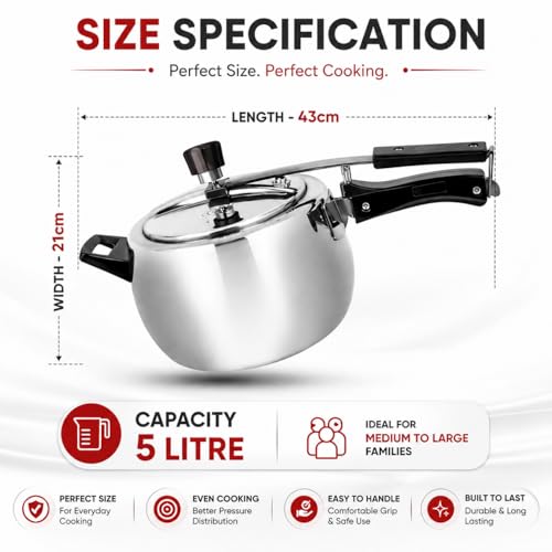 Image of Omichef Triply Stainless Steel Pressure Cooker Inner Lid | 3 Litre | ISI Certified, Induction & Gas Stove Compatible | Rust-Free, Durable & 100% Toxin Free