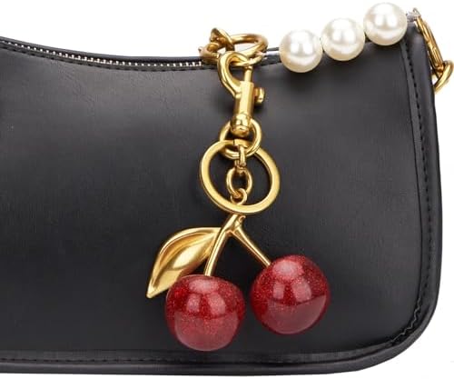 HUASANG Sparkling Cherry Keychain For Women – Cute Bag Charm, Purse Accessory With Extender Chain (Red, Mini) - View #5