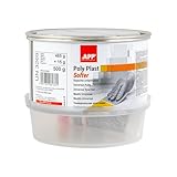 APP Poly Plast Softer   Mastic Polyester très Flexible | Mastic carrosserie Voiture pour réparation de Acier, métal, Aluminium, Plastiques, béton, Bois | Résine Polyester avec durcisseur | 0,5 Kg