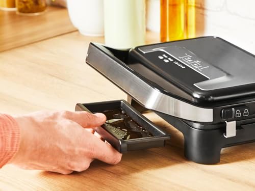 Tefal Inicio Compact 2-in-1 Kontakt- und Paninigrill, 1000 W, kompaktes Design, Edelstahlgehäuse, Saftauffangschale… – Ansicht 3