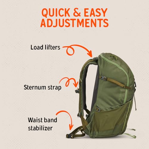 Image of Kelty Asher Backpack, Daypack to Multi-Day Backpacking Capacity, Hiking, Lightweight Travel Pack, Internal Frame (35L Winter Moss)