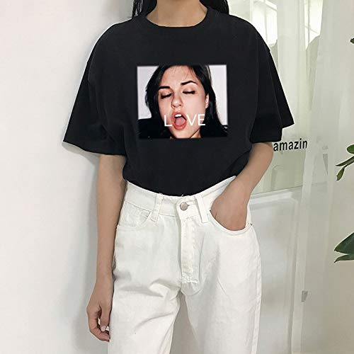 Camiseta para Mujer Nueva Camiseta De Manga Corta De Moda De Verano Personalidad Cartas Divertidas Casual Camiseta De Gran Tamaño para La Vida Cotidiana