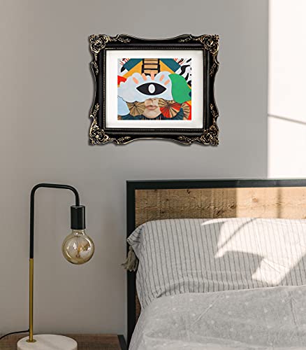 Weresin 8X10 Picture Frames, Vintage Picture Frames With Embossed Flower, Ornate Frame 5X7 With White Mat, Antique Photo Frames For Tabletop, Wall Hanging, Home Decor (Black-01, 8X10) #TOP6