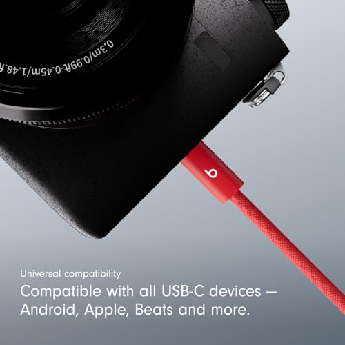 Image of Beats 240W USB-C to USB-C Braided Cable, Fast-charging, Durable /Tangle-free, Compatible with Apple and Android Devices (3m) - Rapid Red