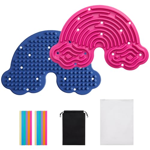 FireFrog Sensory Activity Board Fidget Toy, Double-Sided Rainbow Design, 2 Pack with Travel Bag & 24 Strings for Autism, Stress Relief, ADHD,Sensory Toys for Kids 3+& Adults