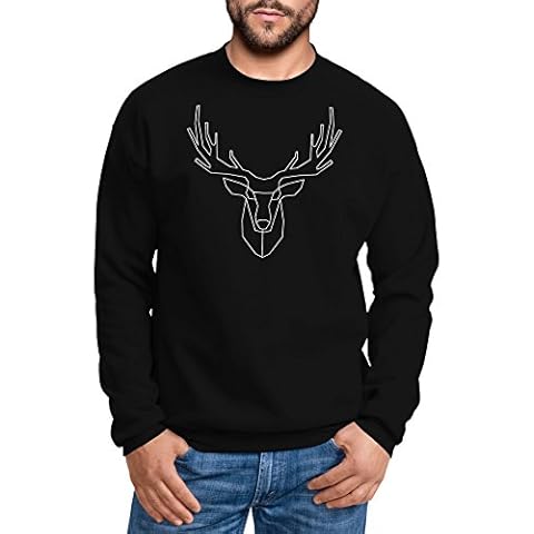 Neverless Herren Sweatshirt Pullover Hirsch Polygon Geweih Geometrisch Formen Rundhalspullover schwarz XXL Cover