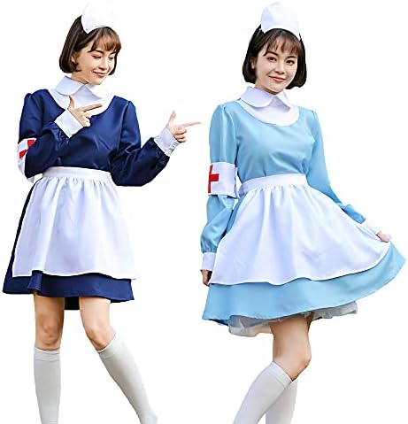 ナース服 コスプレ衣装 水色 ホワイト Amazon.co.jp: [JUNDOMECY] ナース コスプレ クラシカル 長袖