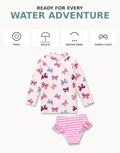 Image of VAENAIT BABY Girls Rash Guard Swimsuit UPF 50+ Long Sleeve Toddler Bathing Suit Ribbon Stawberry Floral Fruit for 2~8Years