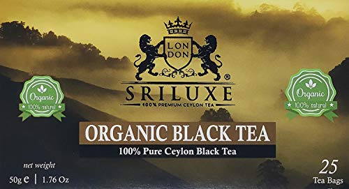 SRILUXE®️ Premium Quality Ceylon Organic Black Tea Bags | Sri Lankan Luxury Tea | Exquisite Taste & Aroma | Freshly Harvested 100% Natural Tea | Detox Tea High in Antioxidants (25 Teabags) Cover