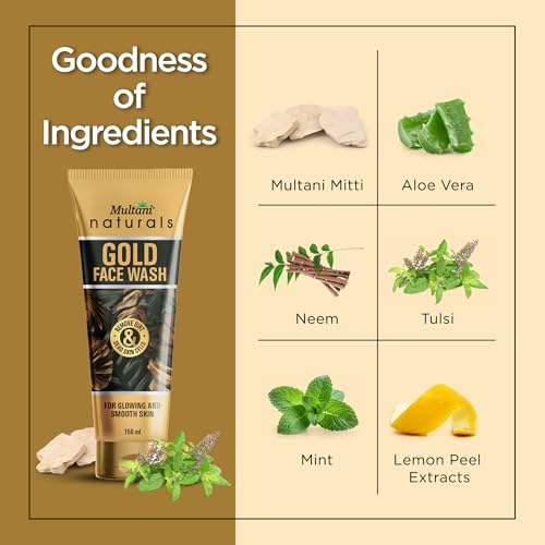 Image of Multani Gold Face Wash 150ml (Pack of 2) | Instant Glow Brightening Cleanser | Real Gold Dust Anti-Aging Formula | Deep Cleansing Radiance Booster | For All Skin Types