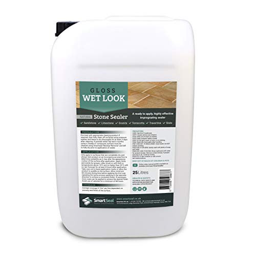 SmartSeal's Natural Stone Sealer - Professional Grade Wet Look Finish for Sandstone & Limestone - Easy to Apply Patio Sealer (25L)