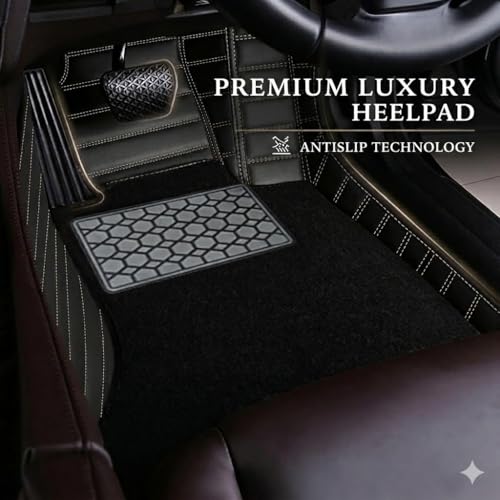 Image of Antiskid Premium 9D Car Mat Full Set for Mahindra XEV 9S 2026 | Luxury Leather Dual-Stitch Full Set 9D Car Floor Mat || 100% Waterproof ||Color: Black Beige