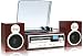 TechPlay ODC28SPK-WD 3-Speed Turntable with CD / MP3 / Cassette / SD Card / USB player, Digital AM / FM Radio, AUX IN, Line out Alarm CLOCK , Remote and External Speakers WOOD color