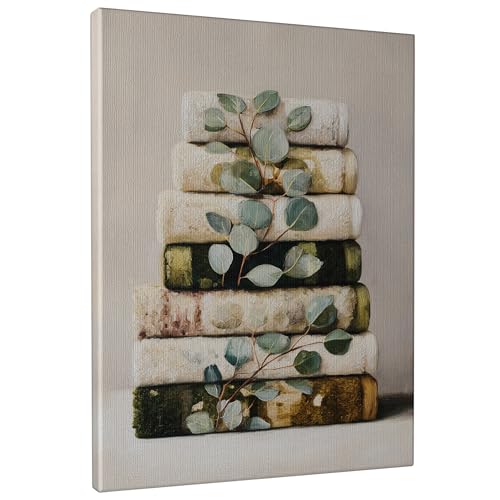 Toile eucalyptus vert crème 40x50 cm pour décoration salon