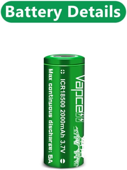 Miniatura 4 de 18500 2000mah 5A 3.7V baterías recargables de parte superior plana (paquete de 2)