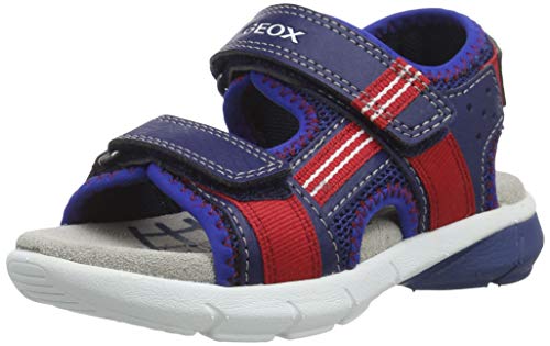 Geox B Sandal FLEXYPER BO, Sandalias de Punta Descubierta Bebé-Niños, Azul (Navy/Red C0735), 24 EU