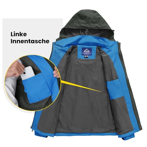 donhobo Herren Outdoor Wanderjacke Wasserabweisend Atmungsaktiv Winddichte Funktionsjacke Leicht Übergangsjacke Trekkingjacke Mäntel mit Abnehmbare Kapuze – Bild 4