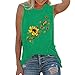 KIMODO Ärmelloses Tanktop Weste Damen Druck Tops T-Shirt Rundhalsausschnitt Shirt Bluse Casual Kurzarm Oberteil Sportweste (F-Grün, XL)
