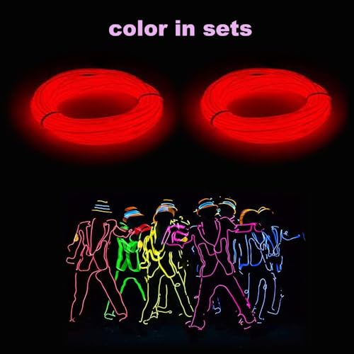 Image of dobestyou Red EL Wire -3m Glow-in-The-Dark Electroluminescent Wire with Power Adapter, Waterproof Flexible Light Strip for Halloween Costumes, Cosplay, Rave Parties & DIY Nighttime Decorations