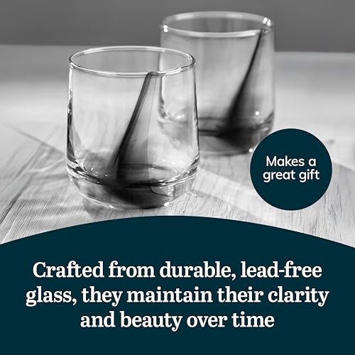 Image of Libbey Ascent Black Ribbon Rocks Drinking Glasses Set of 8, Glass Drinking Glasses with Curvature, Versatile Glassware Set for Parties and More