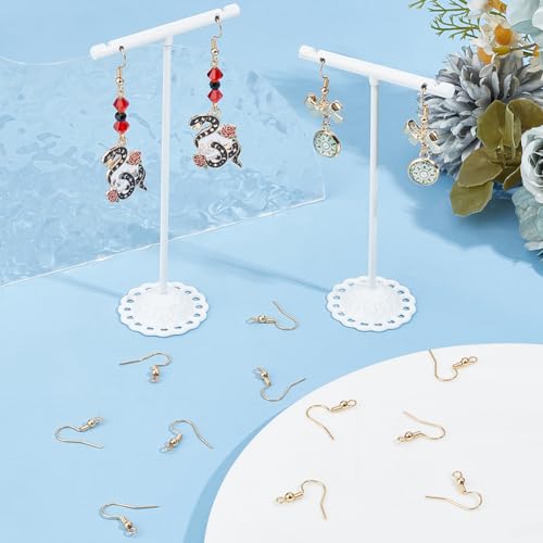 SUNNYCLUE 1 Box 100Pcs Real 18K Gold Plated Earring Hooks French Hook Ear Wires Brass Fish Hook Earring with Ball Dot Coil Earrings Earwire Findings for jewellery Making Supplies DIY Dangle Earrings - Image 4