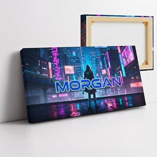 Cuadro personalizado nombre diseño cyberpunk japonés neón futurista decoración dormitorio adolescente o gamer Tokio noche regalo personalizado cumpleaños Navidad lienzo pared urbano retrofuturo | Ya disponible en tu tienda friki favorita! En mundofriki.es!