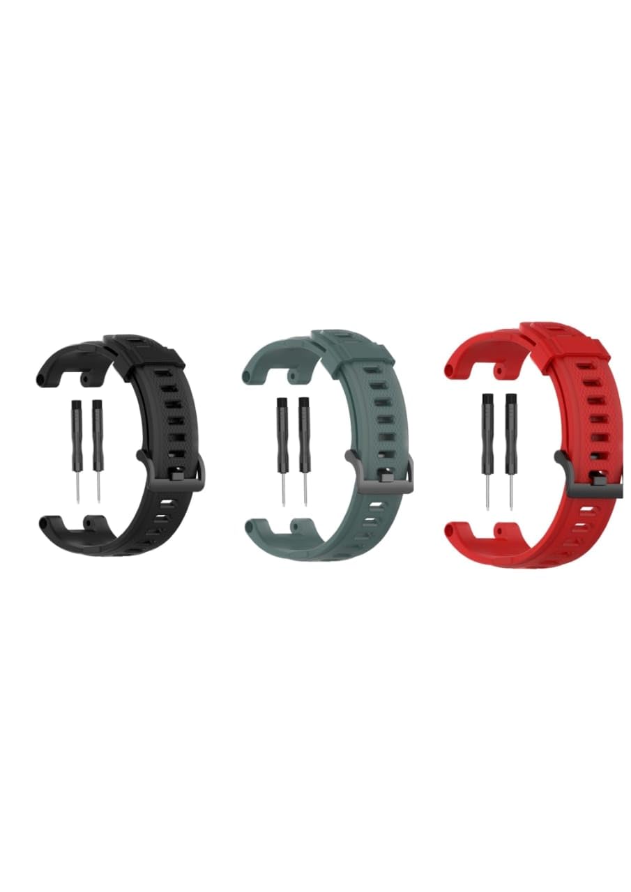 Wei International pack of 3 Sporty Silicone Strap Band For Amazfit T-Rex/Amaz fit T-Rex Pro Smart Watch Only For Men Women Boys and Girls [ Not for Any Other Models] (black,green and red) (B0D9YFFWS5) Amazon Price History, Amazon Price Tracker