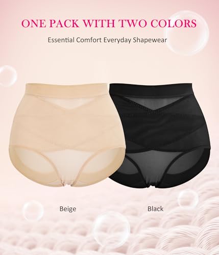 Image of Nebility 2 Piece Tummy Control Shapewear Butt Lifting Underwear for Women Lower Belly Waist Trainer Seamless Faja Body Shaper