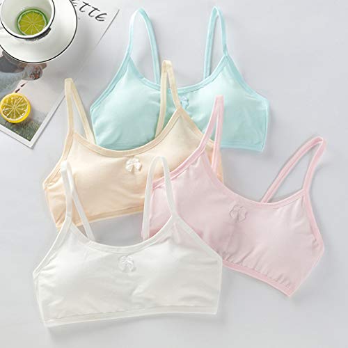 Horoshop Sutiã esportivo de alças finas para meninas, cor doce laço acolchoado sem fio 7-14T