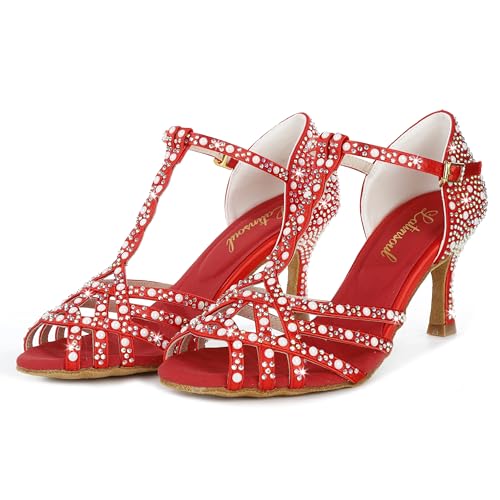 Image of Latinsoul Y205-34 Women's Crystal Embellished Latin Dance High Heel Shoes - Stylish Design Adjustable Ankle Strap Dance Shoes