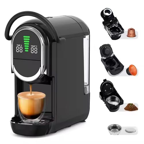 Cafetera, cafetera portátil de cápsulas, molinillo de espresso totalmente automático, máquina de bebidas frías y calientes, 15 ajustes de temperatura, presión de 19 bares para bebidas de calidad