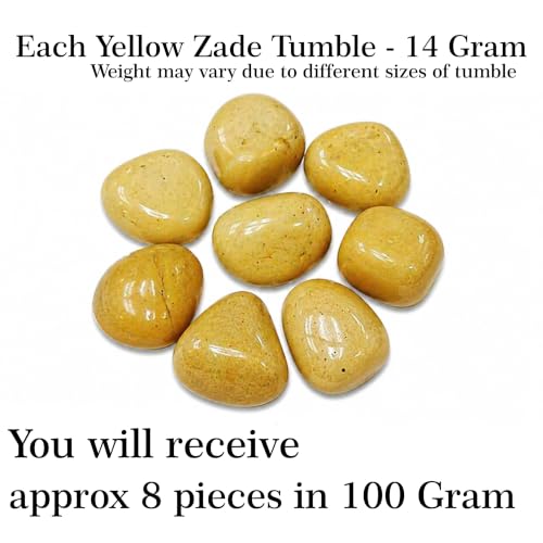 Image of Crystal Yellow Zade Tumble Stone Pebble Tumbled Gemstone for Reiki Healing Vastu Correction Gravels for Aquarium Home Decor Garden Table 100 Gm