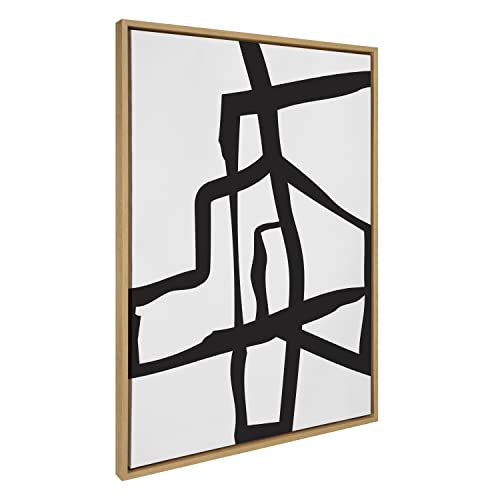 Kate and Laurel Sylvie Bold Sophisticated Abstract Black Stroke Framed