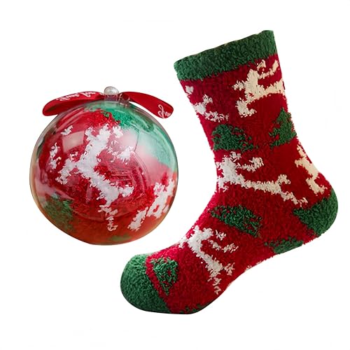 Generico Calzini Natale Antiscivolo Donna Termiche, Palline Di Natalizie Calze Invernali, Imbottite Pelose Da Casa, Divertenti Calze Caldi Calendario Avvento Albero Di Natale