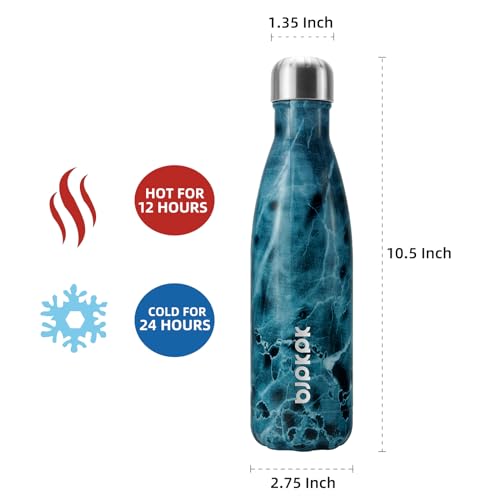 Image of BJPKPK Insulated Water Bottle 17 oz Stainless Steel Cola Shape Water Bottles for Travel,Marble Ocean Graphics