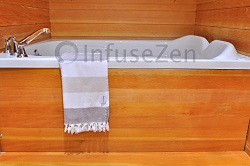 Infusezen Large Turkish Towel With Soft Terryback, Striped Peshtemal Terry Back Turkish Bath Towel, Gym And Beach Towel, Thin Oversized Hammam Towel, Plus Size Fouta, Big Bath Sheet (Brown And Beige) #TOP6