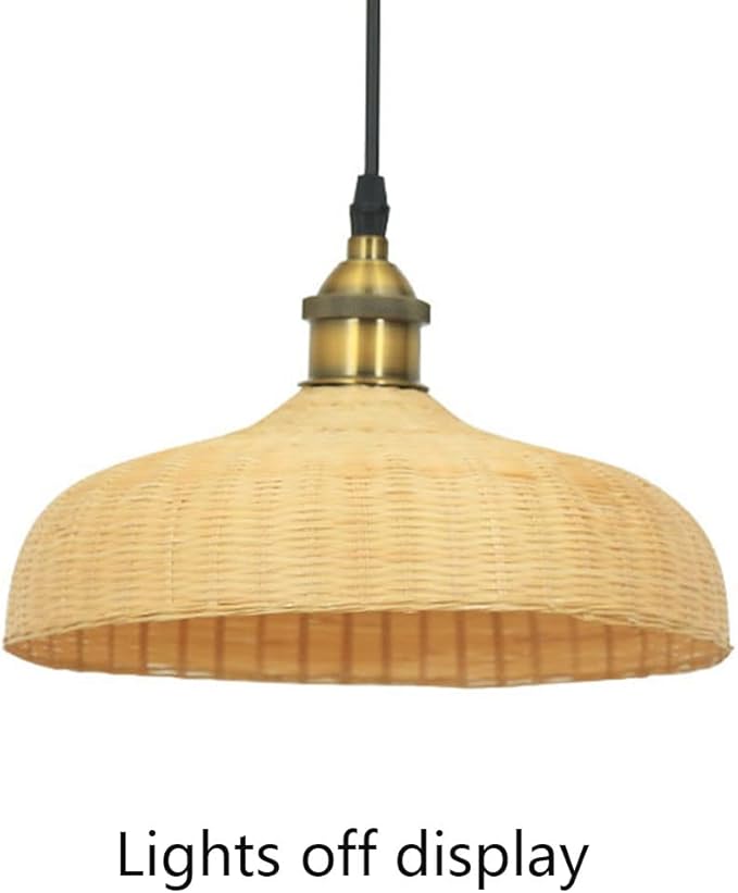 CHUNGYANG Bamboe Lampenkap Hanglamp, E27 Schroef Handgeweven Rotan Hanglamp Retro Japanse Stijl Rieten Kroonluchter Hanglamp Plafondverlichtingsarmatuur voor Restaurant Keuken Eiland Café Bar photo 3