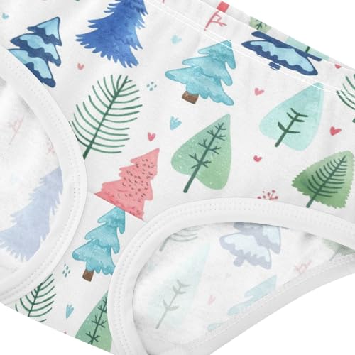 Joisal Fun Print Girls Underwear Toddlers 2t Cotton Little Girl Panties Watercolor Christmas Trees White Briefs Underpants4
