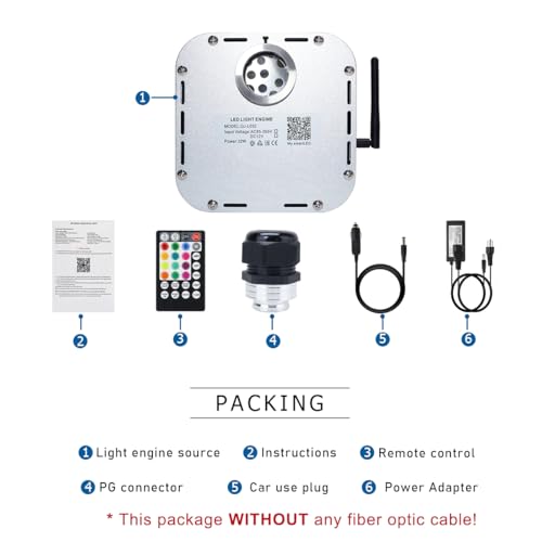 Image of AKEPO Car Home 32W Twinkle Fiber Optic Light Engine, Bluetooth APP Control+Music Activated+28-Key Remote Control for Fiber Optic Star Ceiling